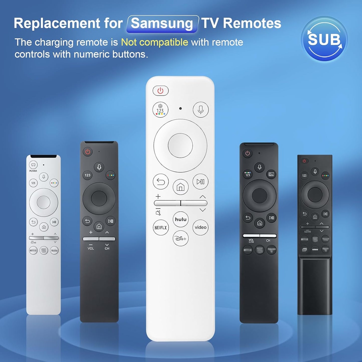 Rechargeable Voice Remote for Samsung Smart TVs, Replacement for 2021–2025 Samsung TV Remote Control with Voice Search. 2-Year Warranty.