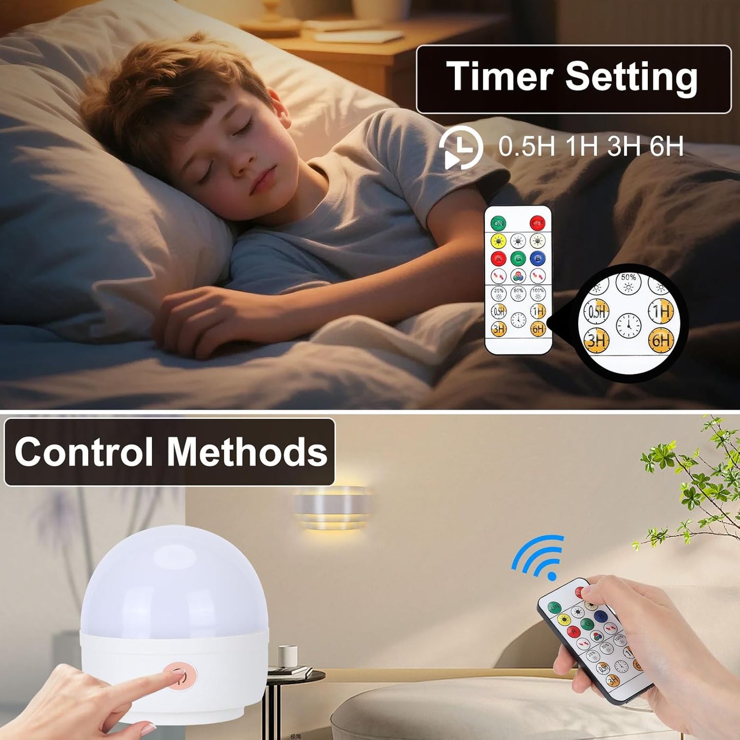 Lightess Battery Operated Wall Sconces Set of 2, Dimmable Rechargeable Wall Lights with Remote Control, Sconces Wall Decor Set of 2 with Bulbs for Bedroom Living Room, White