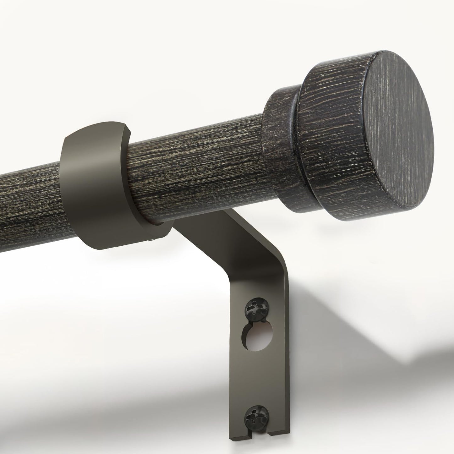 Black walnut wood Grain Curtain Rods for Windows 72 to 144 Inches 1" Diameter Heavy Duty Window Curtain Rod Adjustable with Solid Finials for Living Room Bedroom Kitchen Farmhouse Outdoor