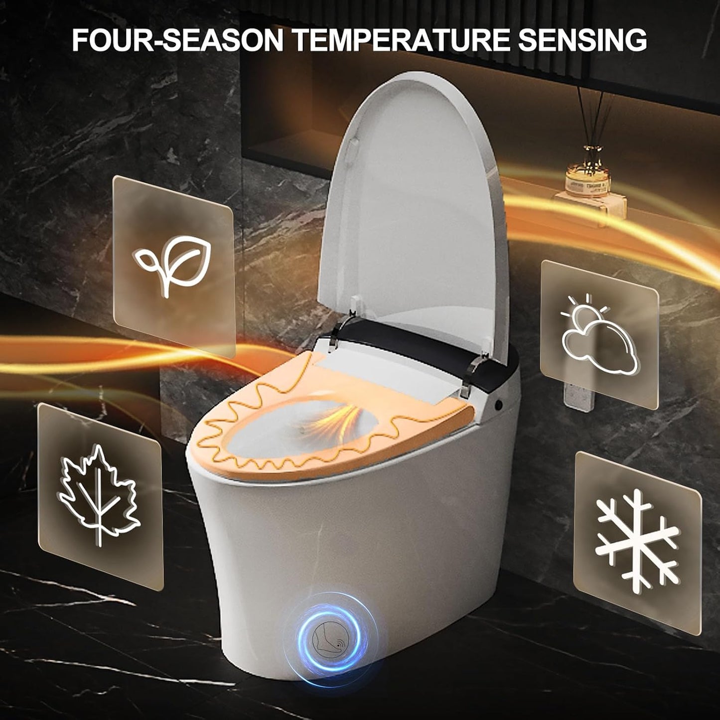 Smart Toilet with Automatic Lid Opening, Auto Flush, Heating seat, Instant Hot Water, Rinse Function, Warm Air Drying, Night Light, LED Display Light and Remote Control (ST-PLUS)