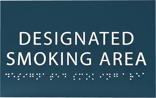 6" X4" Designated Smoking Area Sign - ADA Compliant Tactile Graphics Grade 2 Braille Text | Smoking Permitted Wall Signs for Offices, Private Businesses, Schools, and Restaurants