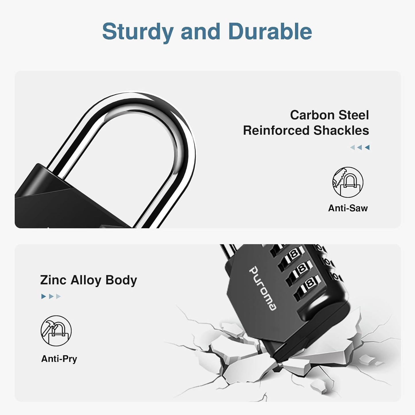 Puroma 2 Pack Combination Lock for Locker 4 Digit Outdoor Waterproof Padlock for School, Gym, Sports, Fence, Toolbox, Gate, Case, Outdoor, Hasp Storage, Cabinets (Red & Black)