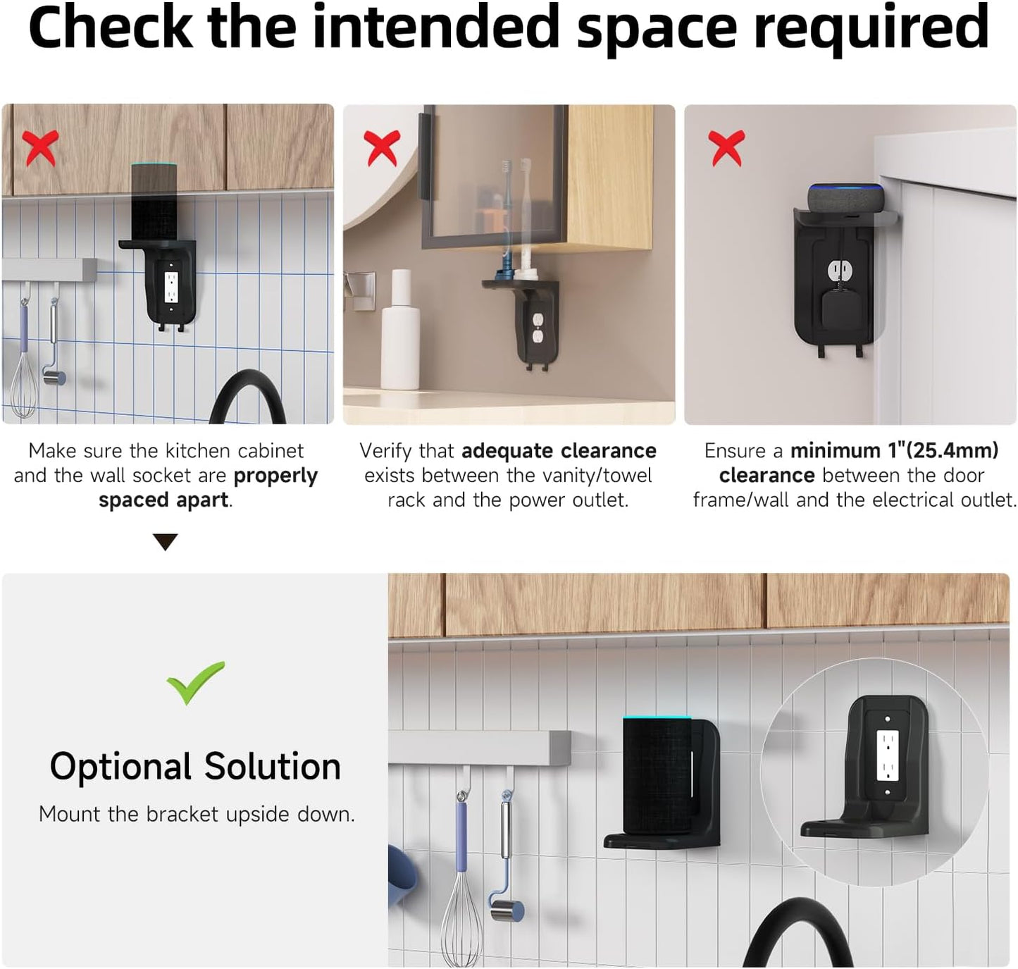 suptek Wall Outlet Shelf, Home Wall Shelf Organizer for Outlets, Perfect for Bathroom, Kitchen, Bedrooms,Ideal for Cell Phone,Speaker up to 20lbs,with Cable Management and Detachable Hooks,Black(S3B)
