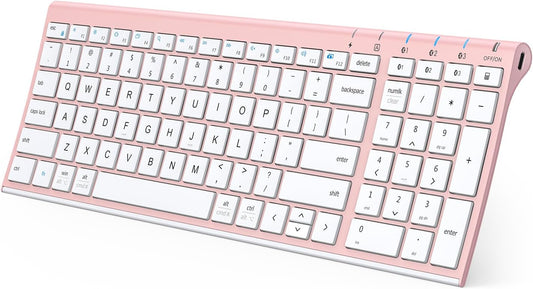 iClever BK10 Bluetooth Keyboard, Wireless Rechargeable Ultra-Slim Keyboard with Long Battery Life, Compatible with iOS, Android, Windows, Mac for iPad, Tablet, Laptop, PC, Phone