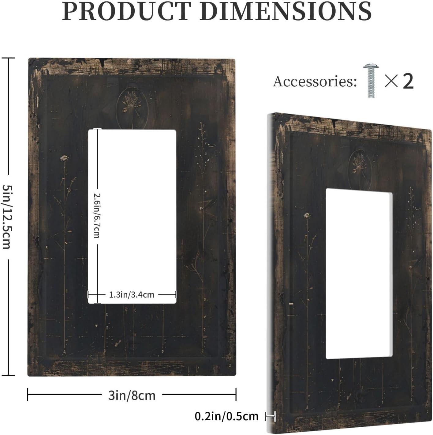 Decorative Outlet Covers Black And White Dandelion Art Vintage Wood Grain 1 Gang Single Rocker Light Switch Cover Plate GFCI Wall Plates Electrical Switch Plate Cover for Farmhouse Cabin Decor