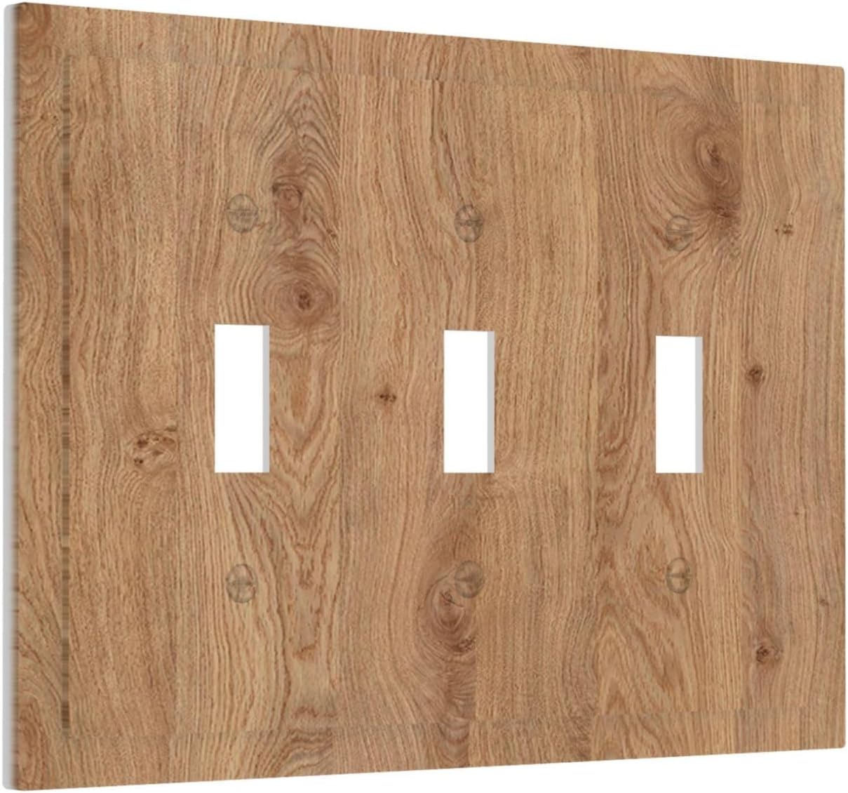 Decorative Switch Plates Vintage Rustic Wood Color Brown Wood Grain 3 Gang Wall Plate Faceplate Triple Toggle Light Switch Cover Electrical Wall Panels for Farmhouse Cabin Decor