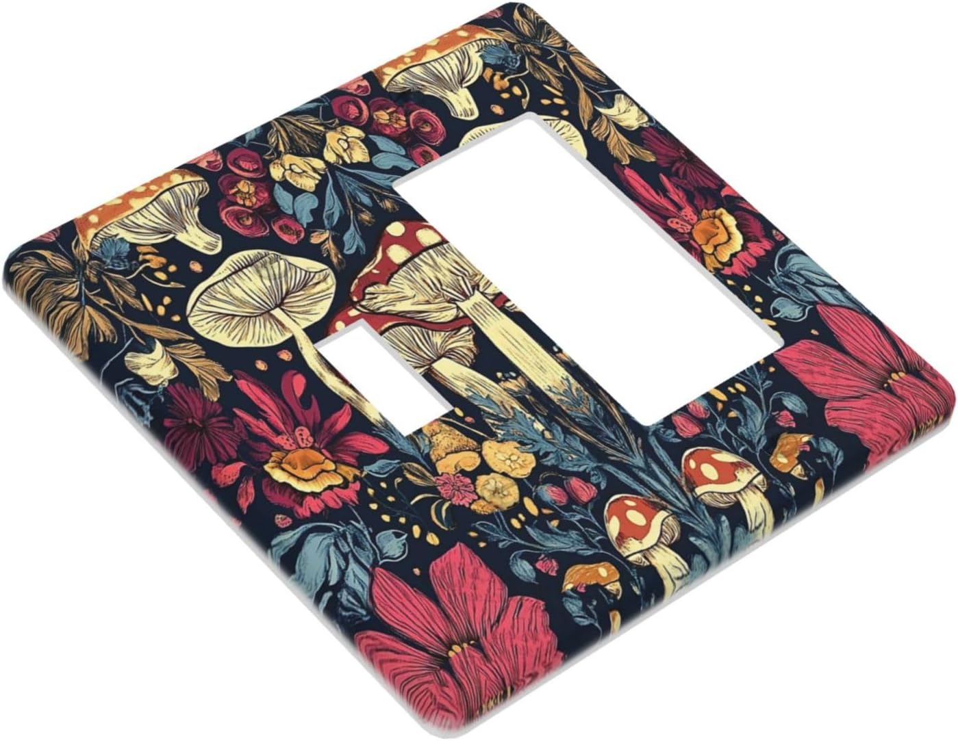 Outlet Covers Coloful Red Yellow Orange Magical Mushroom Forest 1 Toggle 1 Rocker Combo Light Switch Cover Plate Decorative Switch Plate Covers Electrical Wall Plate for Bedroom Home Decor