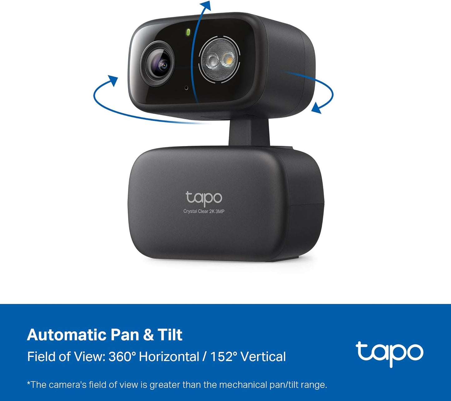 Tapo 2K 3MP Pan/Tilt Indoor/Outdoor Security Camera, Free Person/Baby Cry Detect & Track, 360° View, Night Vision, SD/Cloud Storage, Works w/Alexa & Google Assistant, HybridCam 360, Black (2-Pack)