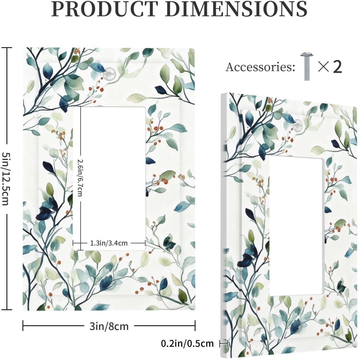 Decorative Outlet Covers Eucalyptus Leaf Geen Sage Leaves 1 Gang Rocker Light Switch Cover Plate Single Wall Plates for Electrical Outlets Switch Plate Covers Faceplate for Bedroom Home Decor