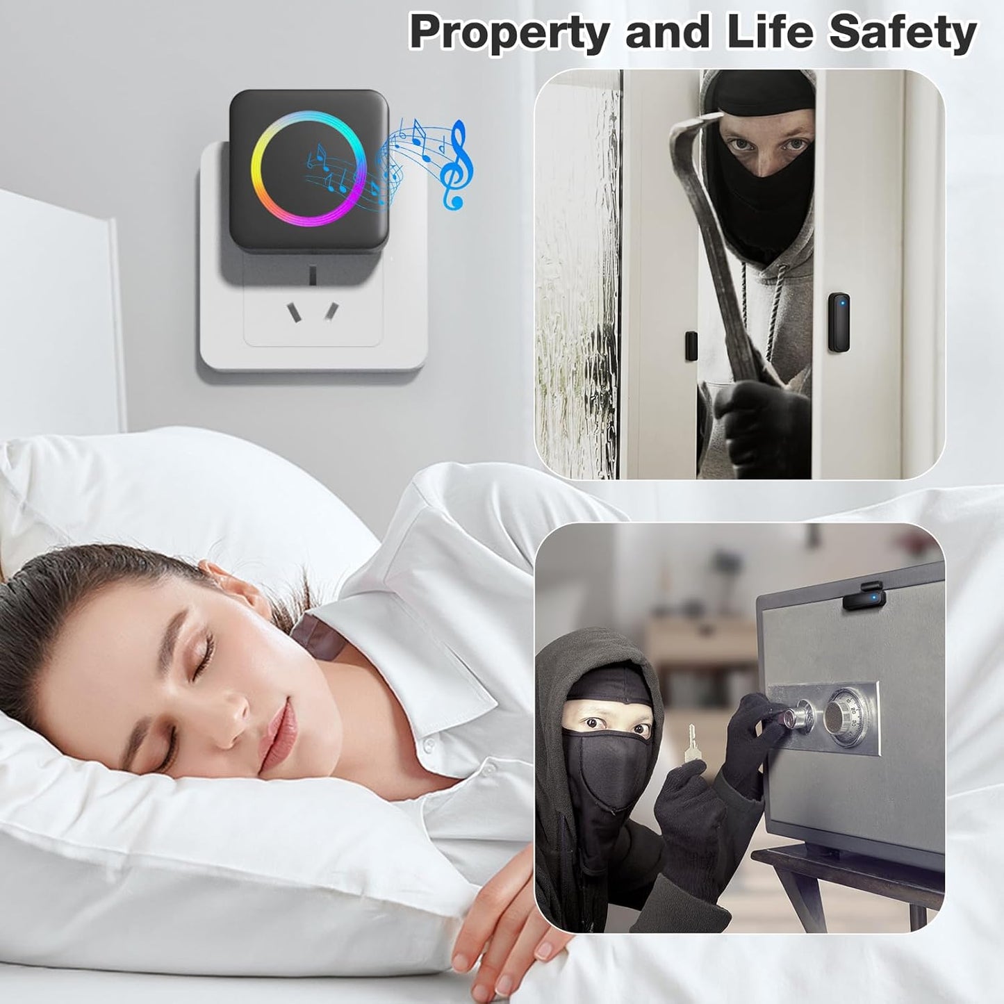 Door Chime, Satisure Wireless Door Sensor Chime When Door Opens, Door Alarms for Kids Safety for Door Window Security/Store/Business/Home/Hearing Impaired