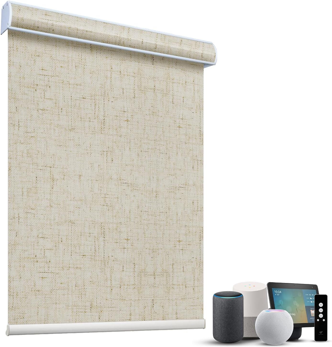 SmartWings Motorized Light Filtering Shades, 70% Blackout, Custom Size, Rechargeable Battery, Works with Matter/Apple HomeKit, Alexa, Thread/Zigbee, Remote Optional, 70% Linen Sand