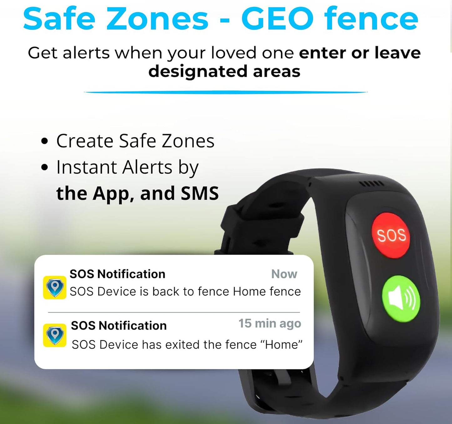 SecuLife SOS Wristband,Fall Detection, GPS Safety Bracelet for Seniors – SOS Button, Geo-Fencing, 2-Way Calling & Caregiver Tracking – Medical Alert Device, Simple & Reliable Alert System