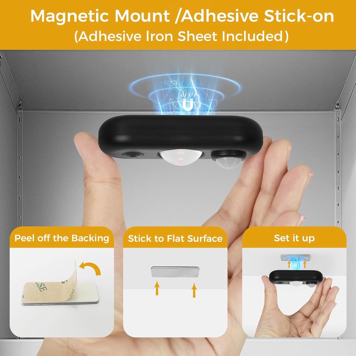 LED Motion Sensor Puck Lights, Small Rechargeable Under Cabinet Light, Dimmable Warm White Closet Lights, Wireless Under Cabinet Lighting for Drawer, Kitchen (6 Pack)