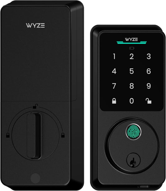 Wyze Auto-Lock Bolt v2, Fingerprint Keyless Entry Smart Lock, AI Learning Scanner with Wi-Fi Front Door Lock Deadbolt, Auto-Lock, 8 Months Battery, BHMA2, IP53, Anti-Peep Keypad, Backup Keys