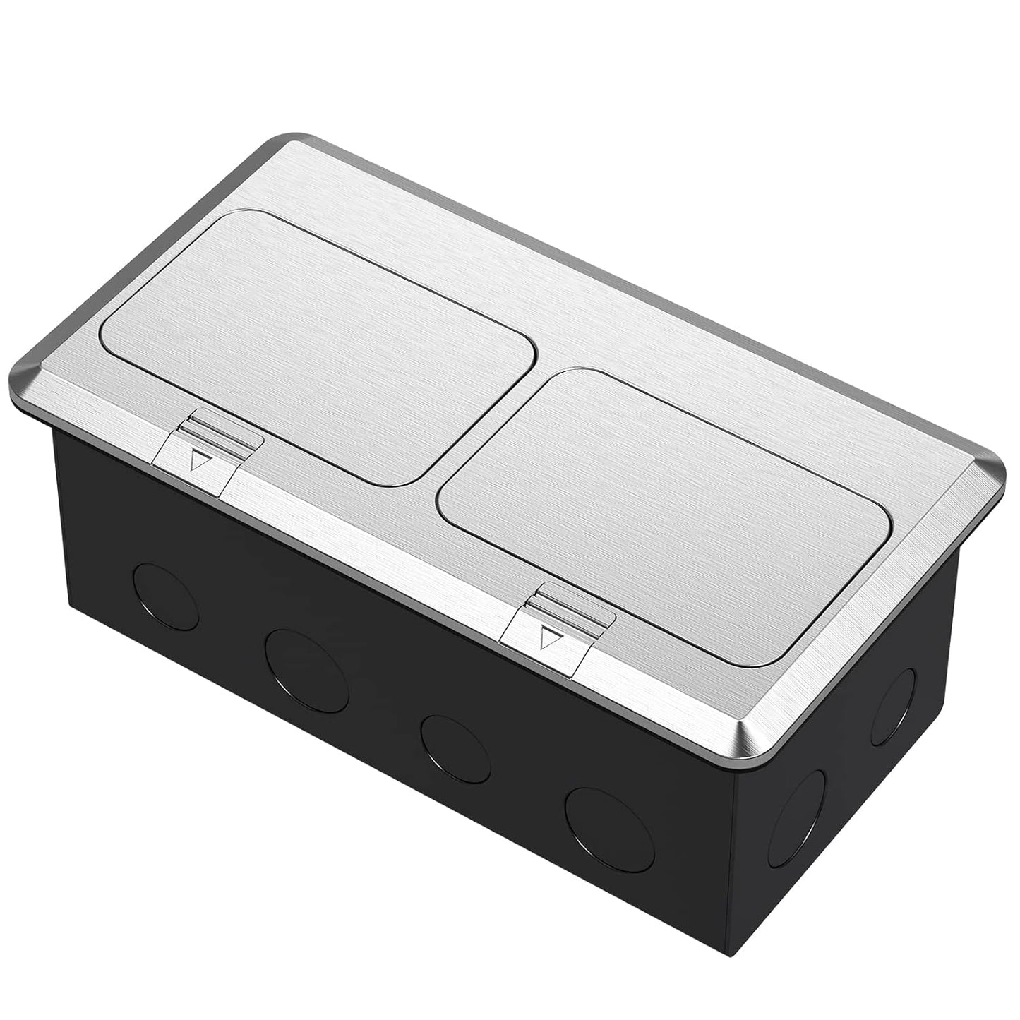 KYHSHJ Dual Pop-Up Floor Electrical Outlet Box Kit，20 Amp Stainless Steel GFCI TR Receptacle Outlet，3-Port RJ45 Datacom Receptacle，Silver