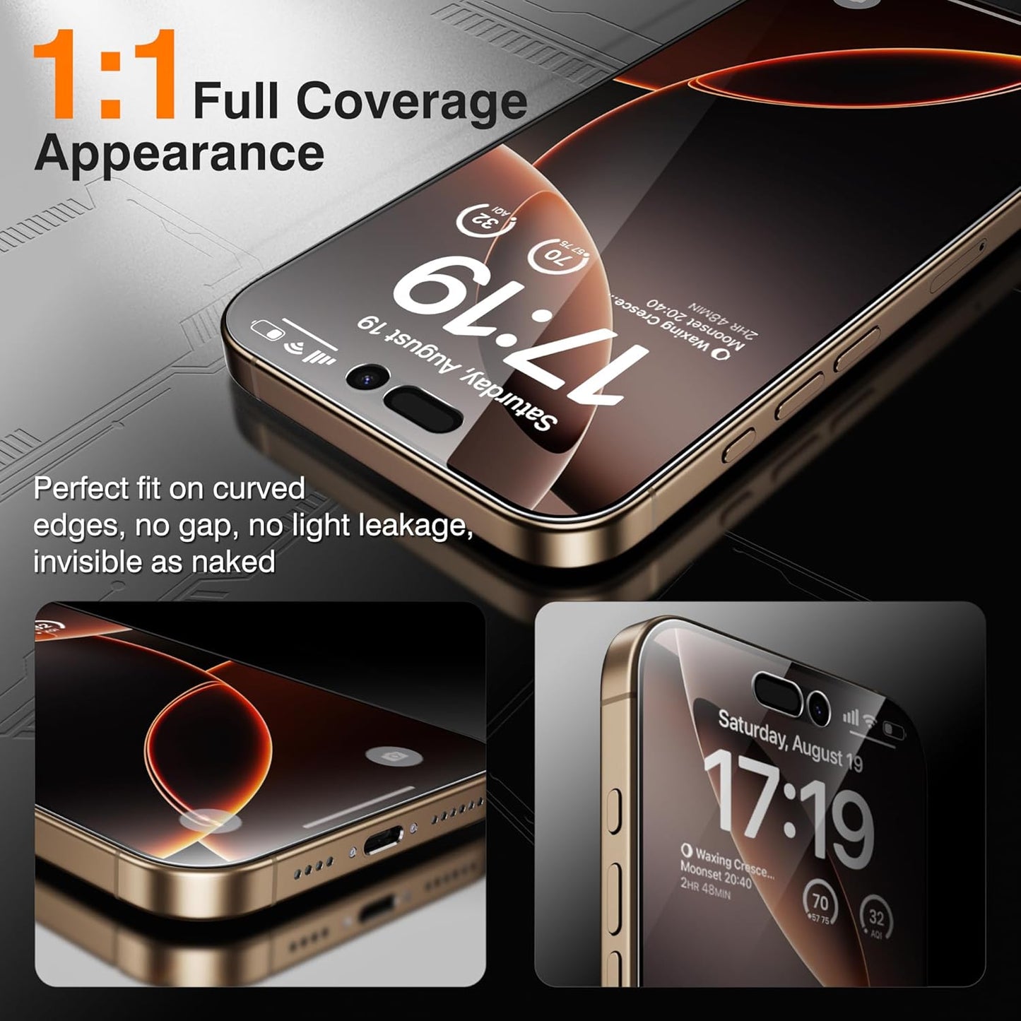EZ-GLAZ- 4 Pack for iPhone 16 Pro Privacy Screen Protector [6.3"] With 2 Pack Camera Lens Protector, 9H+ Hardness 12FT Military Grade Shatterproof Scratch Resistant Durable Tempered Glass Film with Flawless Fit Kit