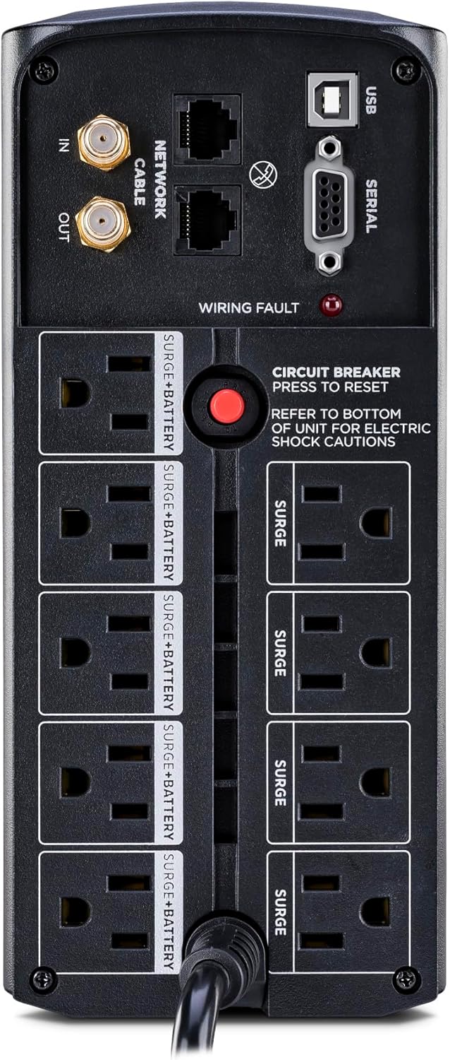 CyberPower CP1000AVRLCD Intelligent LCD UPS Battery Backup and Surge Protector, 1000VA/600W, 9 Outlets, AVR, Mini-Tower, UL Certified
