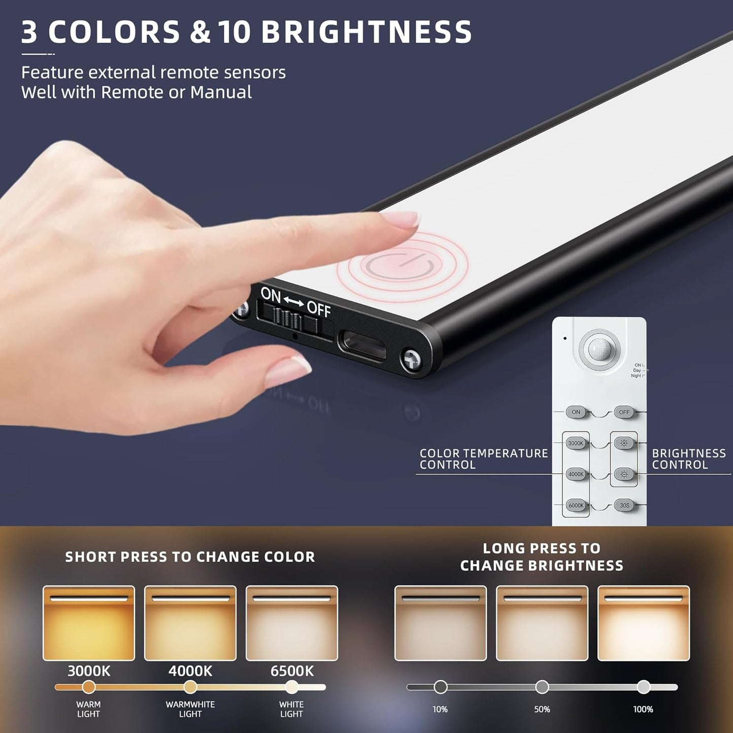 Under Cabinet Lighting,66 LED Wireless Motion Sensor Light Indoor, Rechargeable Closet Lights Battery Operated,Dimmable & 3 Color Temps,Magnetic Under Counter Lights for Kitchen, Closet (20CM,5Pack)