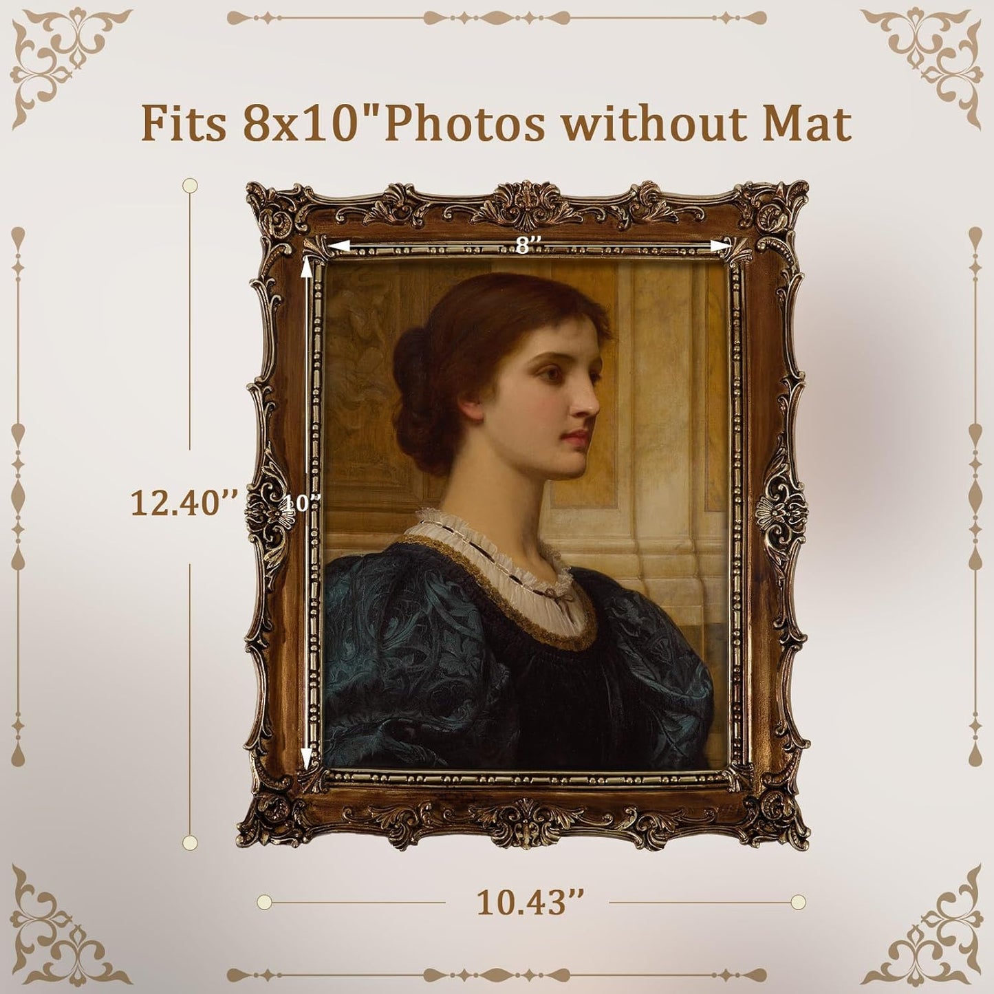 8x10 Picture Frames with Embossed Vines Design and Glass Front Hand-Crafted Resin Photo Frame with Easel & Hook for Tabletop & Wall Hanging Ornate Baroque Vintage Home Room Decor (Bronze)