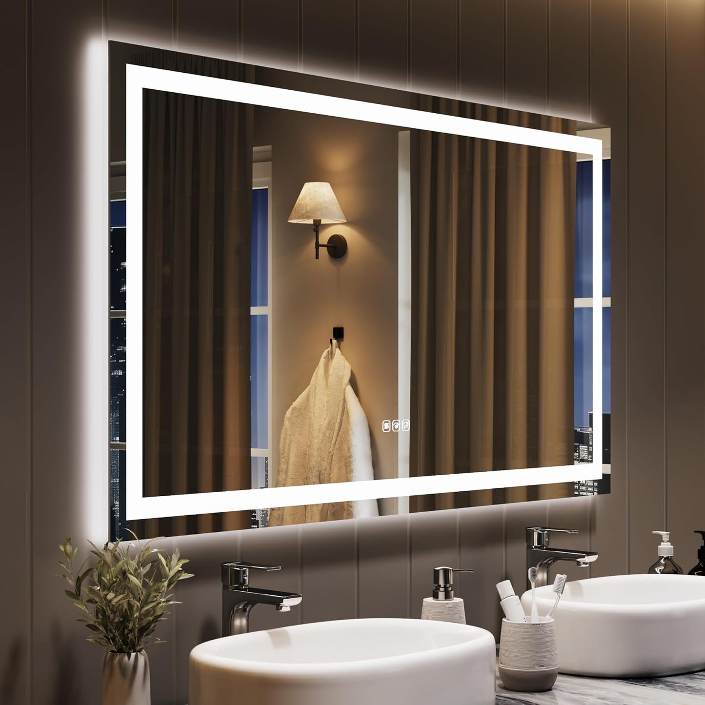 GarveeHome 50x28 LED Bathroom Mirror with Lights, Dimmable, Anti-Fog, Backlit + Front Lit, Smart Bathroom Vanity Mirror for Wall, Memory Function, Shatter-Proof (Horizontal/Vertical)