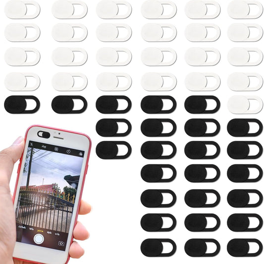 50PCS Webcam Cover Slide, 0.023 Inch Ultra-Thin Universal Web Camera Cover for Laptop, Computer, Phone–Secure Privacy with Smooth-Sliding Camera Cover(Black+White)