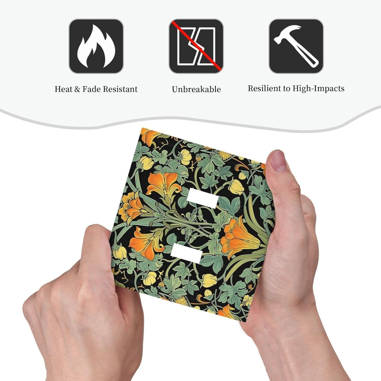 Decorative Switch Plates William Morris Vintage Floral Green Yellow 2 Gang Double Toggle Outlet Light Switch Cover Wall Plate Electrical Faceplate for Bedroom Home Decor