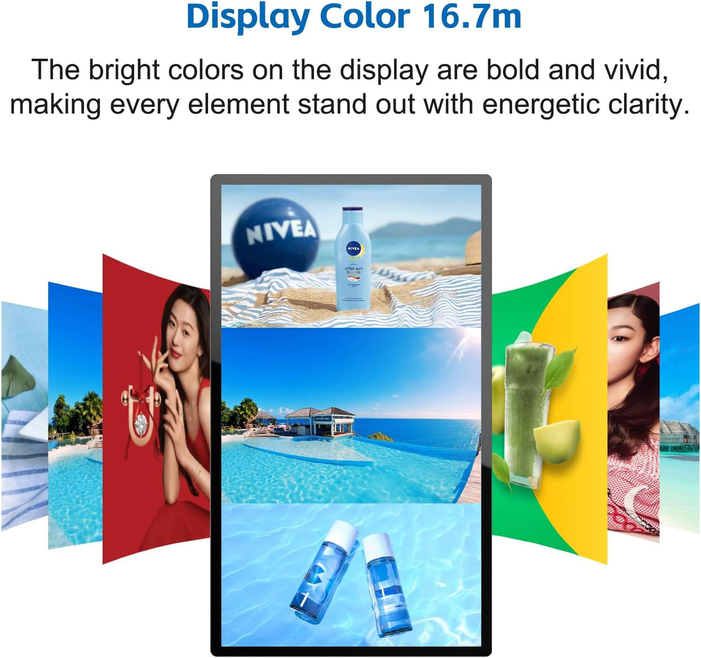 GreenTouch 32 Inch Industrial Digital Signage Touchscreen Monitor, 500 Nits Display 1920 x 1080P, Built-in Speaker, with HDMI + VGA + DVI Ports for Advertising
