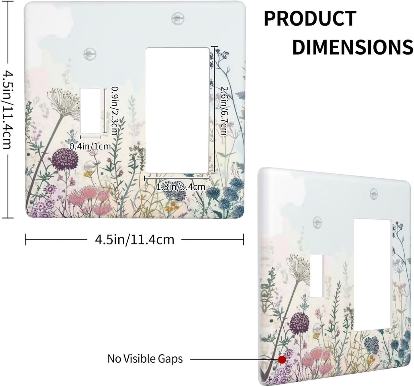 Colorful Wildflower Watercolor Dandelion Floral Outlet Covers 1 Toggle 1 Rocker Combination Decorative Wall Plate Electrical Switch Plates Light Switch Cover Plate For Cabin Home Decor