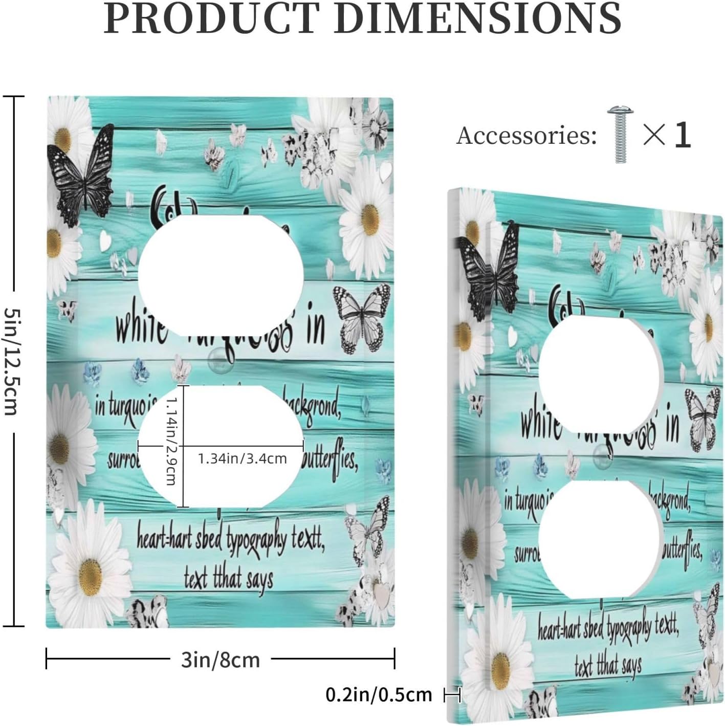 Teal Butterfly Daisy Rustic Wooden Signs Outlet Covers 1 Gang Duplex Light Switch Cover Decorative Switch Plates Electrical Receptacle Faceplate Wall Plate For Farmhouse Cabin Decor