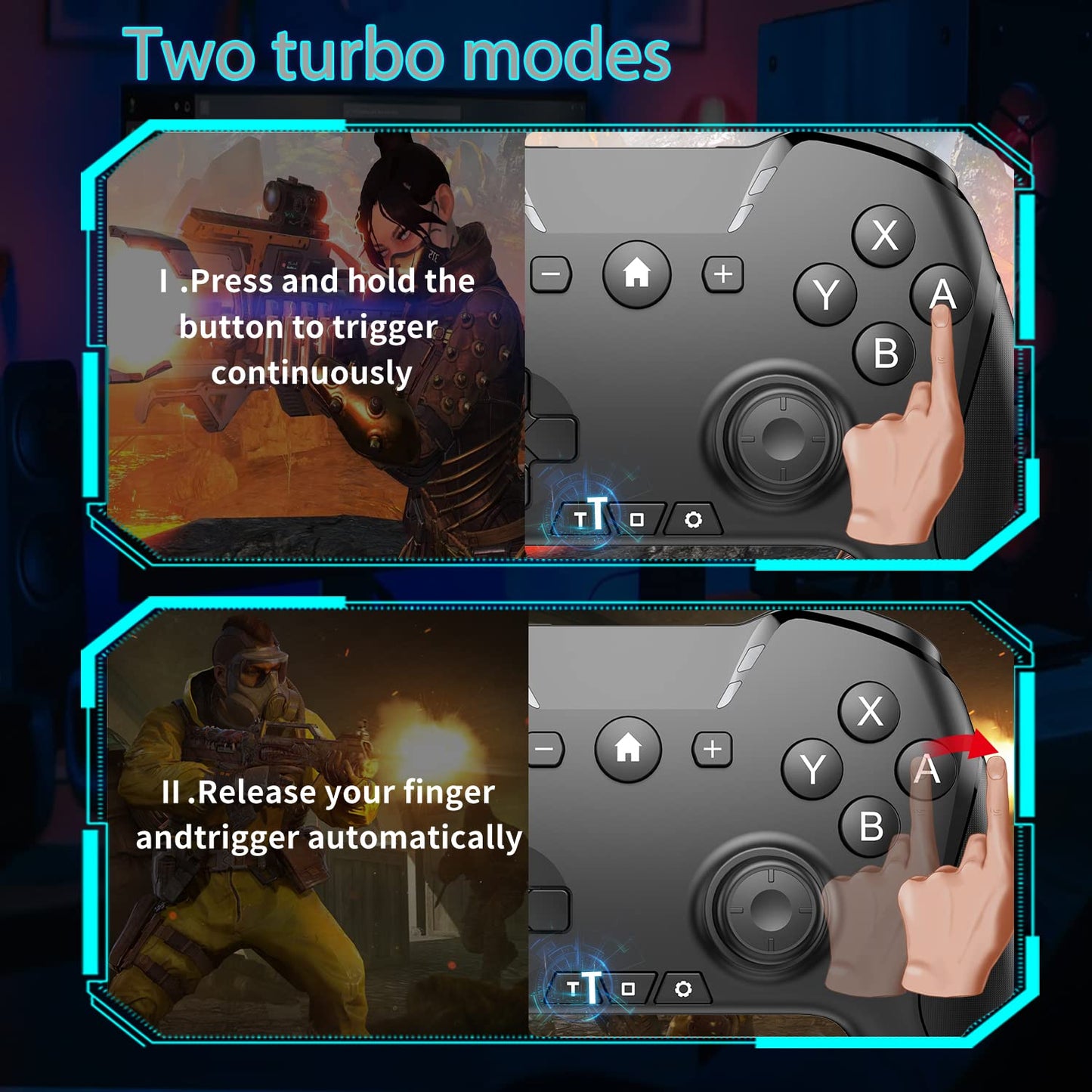 UNIHOW Bluetooth Game Controller for PC, Mac, Nintendo Switch, iOS, Android - Dual Motor, 6-Axis Gyroscope, Backlit, Ergonomic Design