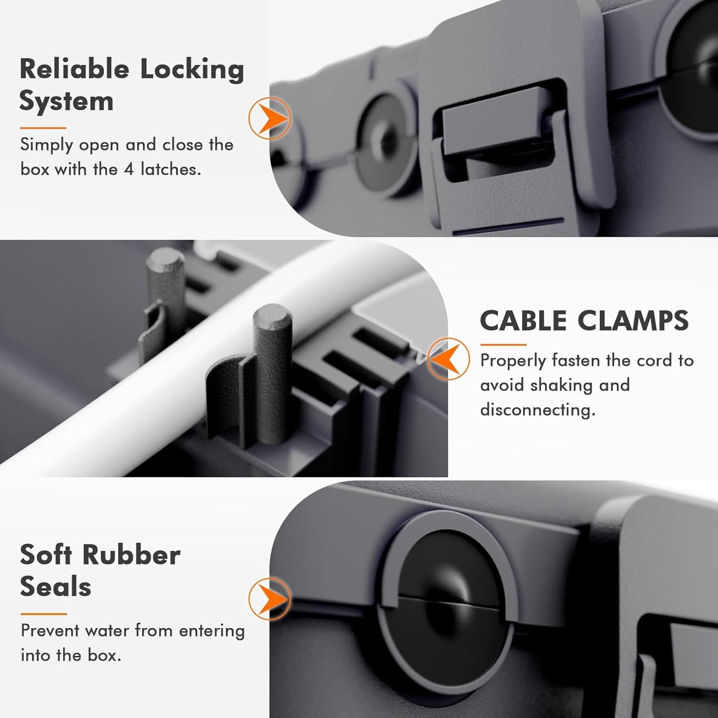 RESTMO 5-Piece Outdoor Waterproof Electrical Box Set – 12.5" x 8.5" x 5" Large & 7.1" x 2.3" x 2.3" Small, Weatherproof Boxes for Power Strip, Outlet, Plug, Socket, Timer, Holiday Light, Gray
