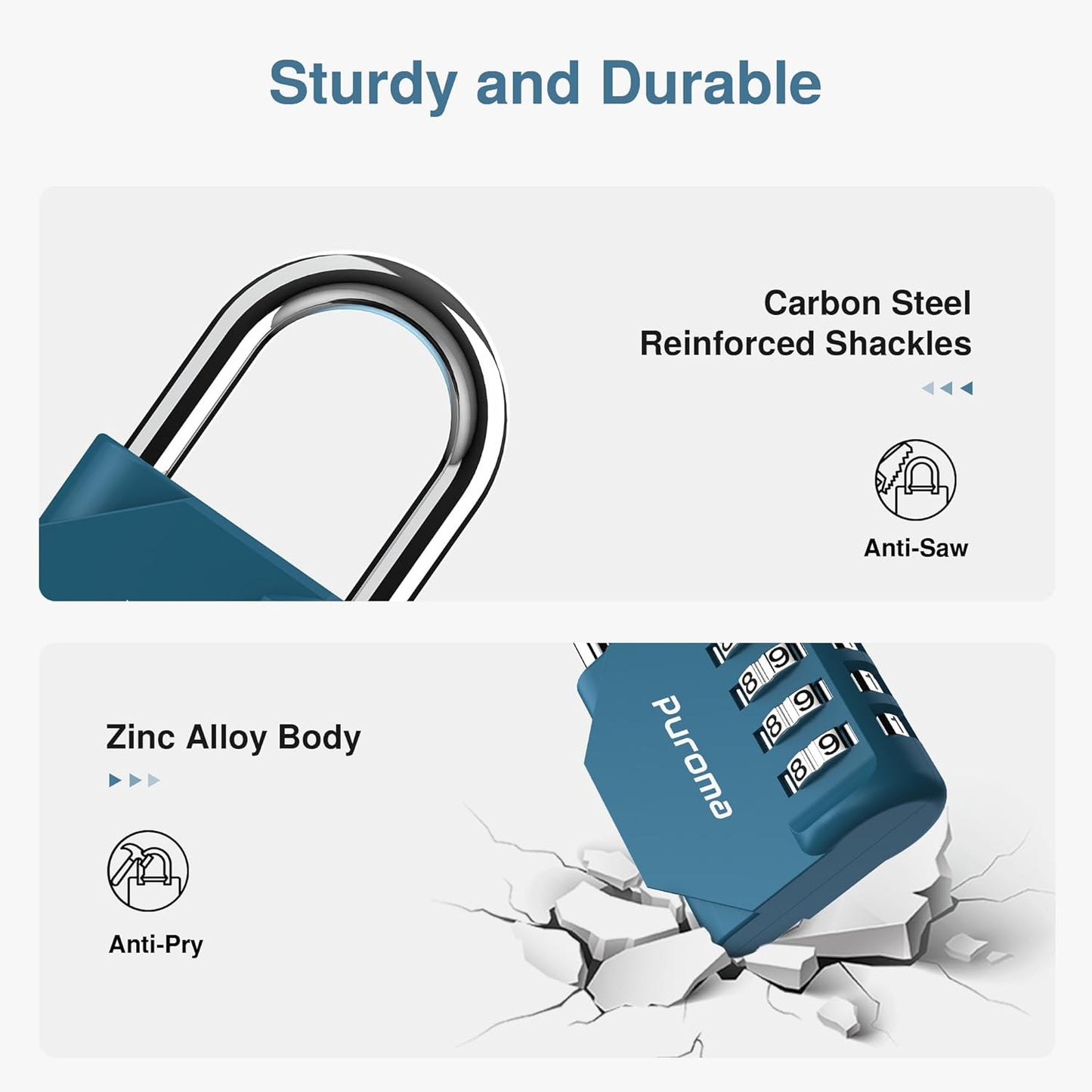 Puroma 1 Pack Combination Lock for Locker 4 Digit Outdoor Waterproof Padlock for School, Gym, Sports, Fence, Toolbox, Gate, Case, Outdoor, Hasp Storage, Cabinets (Dark Green)