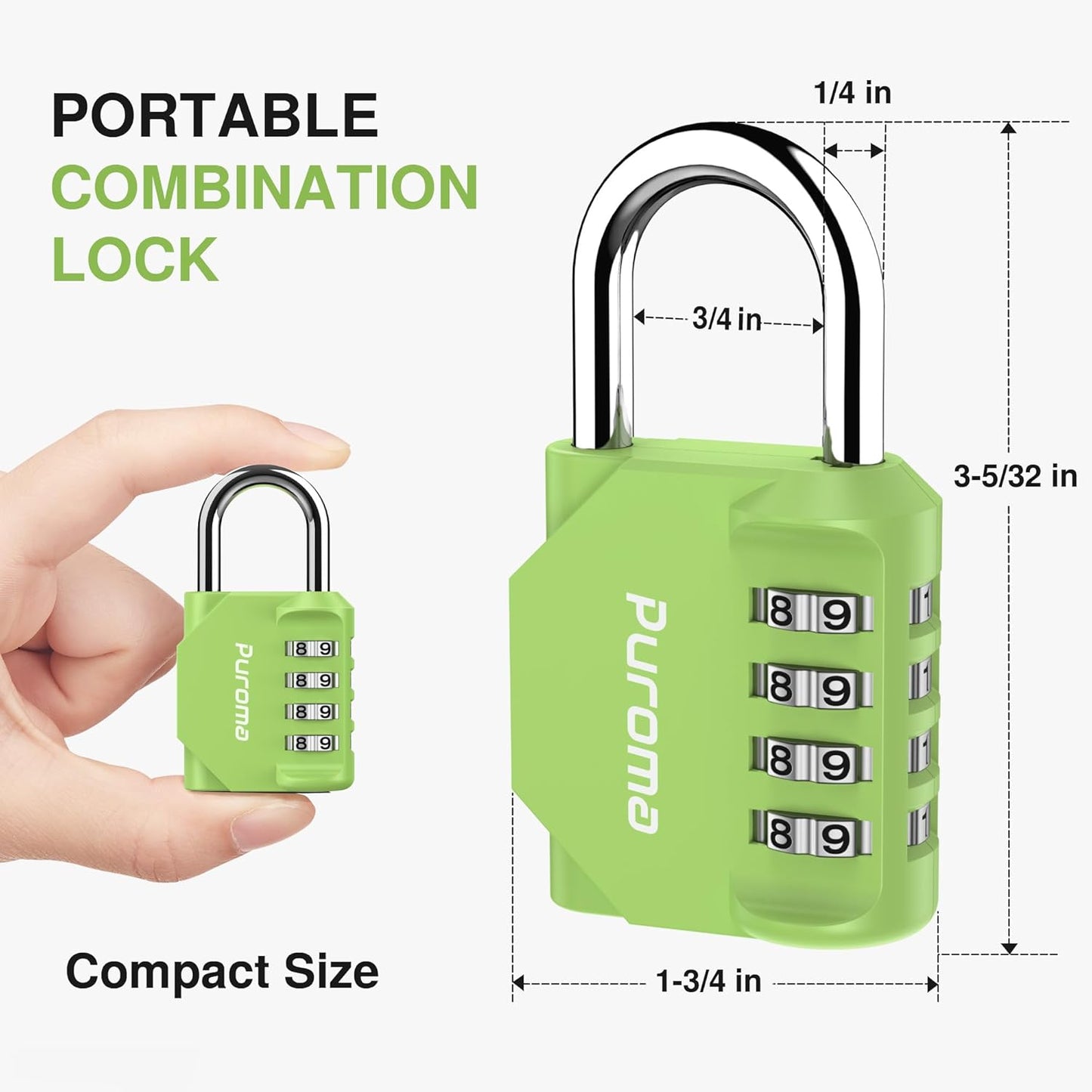 Puroma 2 Pack Combination Lock for Locker 4 Digit Outdoor Waterproof Padlock for School, Gym, Sports, Fence, Toolbox, Gate, Case, Outdoor, Hasp Storage, Cabinets (Yellow-Green)