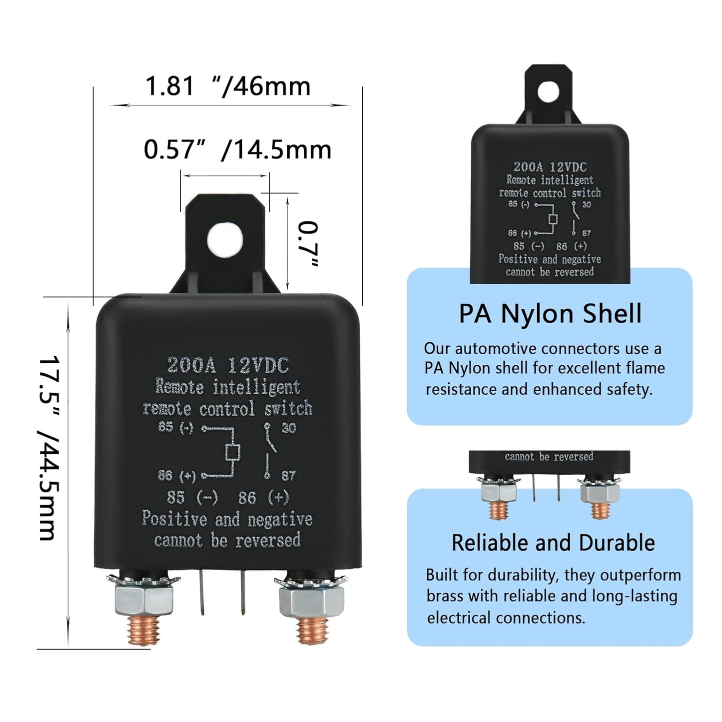 Remote Battery Disconnect Switch 12V, 200A, Negative Disconnect Switch with Anti-Battery Drain and Anti-Theft Features, Power Saver for Cars, Trucks, and SUVs