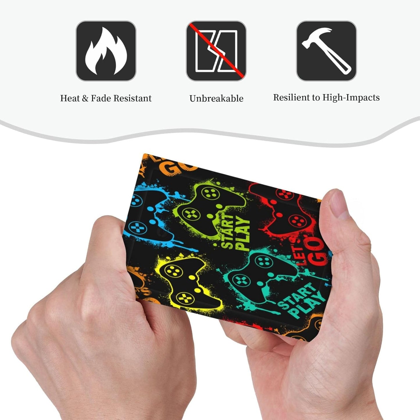 Decorative Light Switch Plate Covers Gamepad Theme Graffiti 1 Gang No Device Single Blank Outlet Covers Wall Plate Light Switch Cover Plate for Game Room Bedroom Home Decor