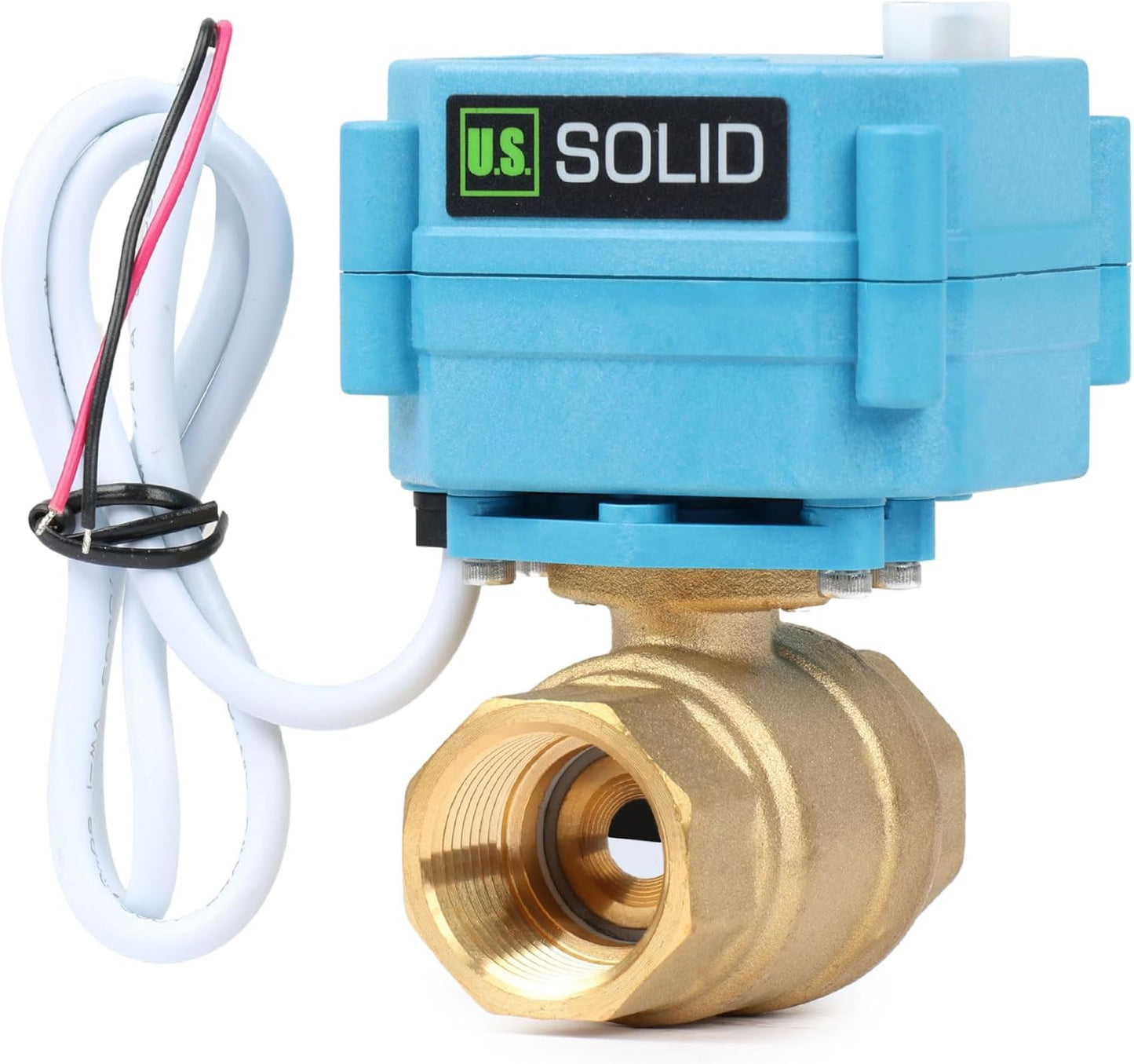 U.S. Solid Motorized Ball Valve - IP67 3/4inch Brass Ball Valve 110-230V with Waterproof Cover, Full Port, 2 Wire Auto Return, Normally Closed