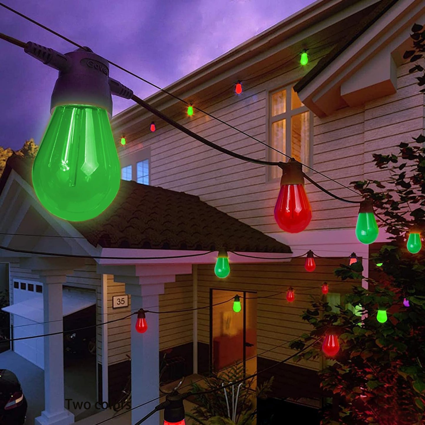 Jslinter Colored String LED Light Bulbs - 1 watt Plastic Outdoor Indoor S14 Bulbs for Christmas String Light Replacement - Shatterproof - E26 Base - 24Pack - Red/Green
