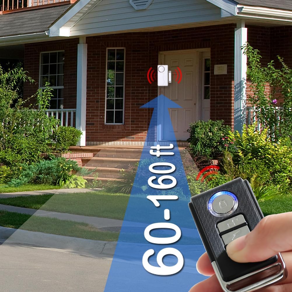 HENDUN Door Alarms When Opened with Remote, Door Bells Chimes, Door Security Sensor Pool Alarm for Kids Safety (2 Pack)