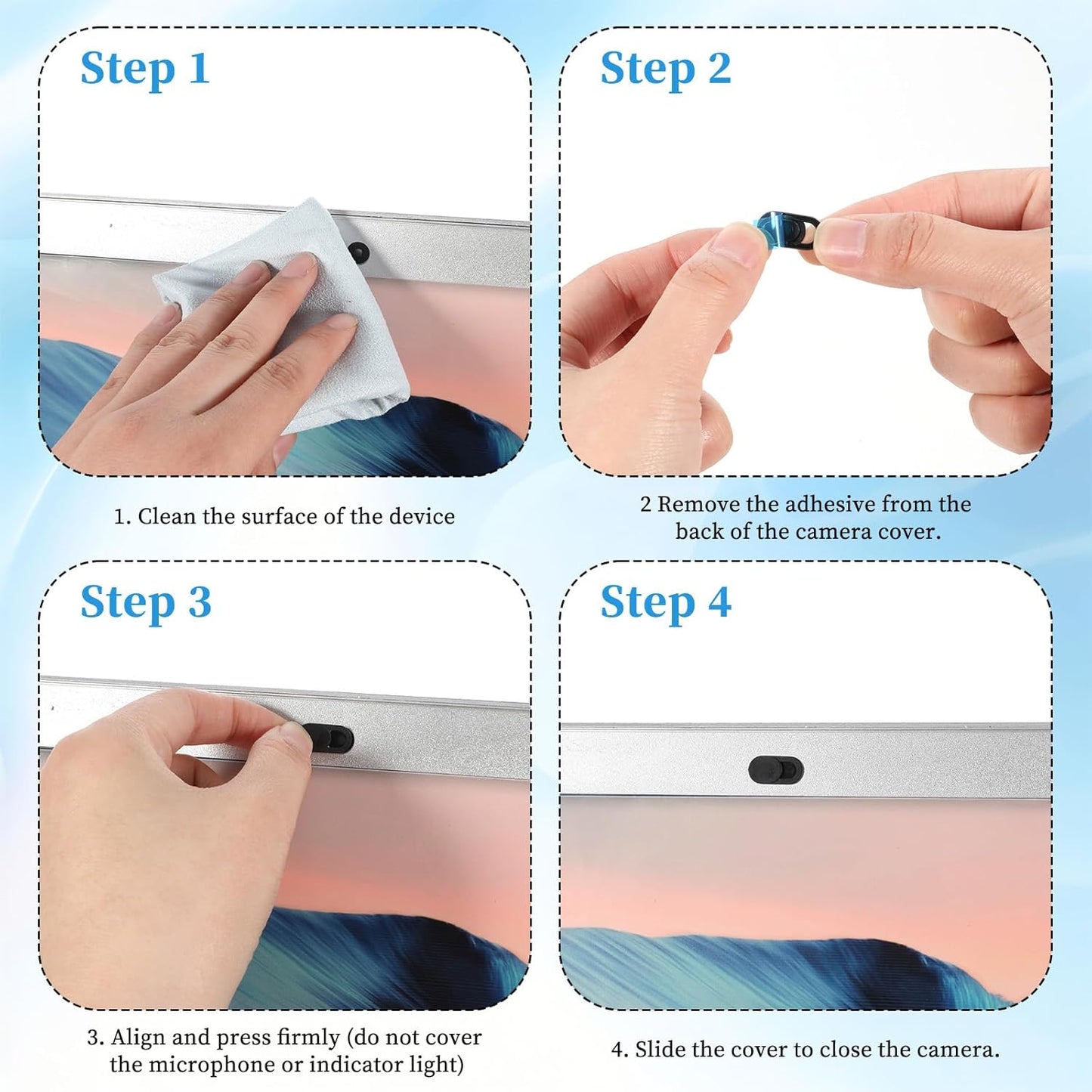 50 Pcs Webcam Cover Slide, 0.023 Inch Ultra-Thin Universal Laptop Camera Cover Slide for Laptop, Computer, Phone Protect Your Privacy and Security
