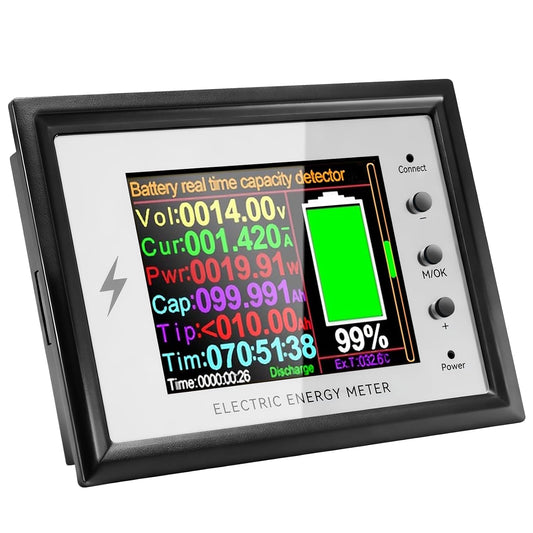 500A Battery Monitor with Shunt 0~420V 500A with Buzzer Alarm and Data Storage Batteries Monitor IPS Color Screen for 0~420V Any Battery and DC Power with 3m Type-C Data Cable Temperature Probe