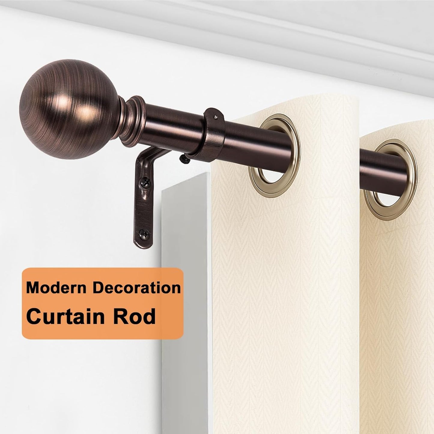 Curtain Rods for Windows 18 to 45 inches, 1 Inch Modern Metal Drapery Rods, Adjustable Heavy Duty Curtain Pole with Round Finials(18"-45"Dark Red)