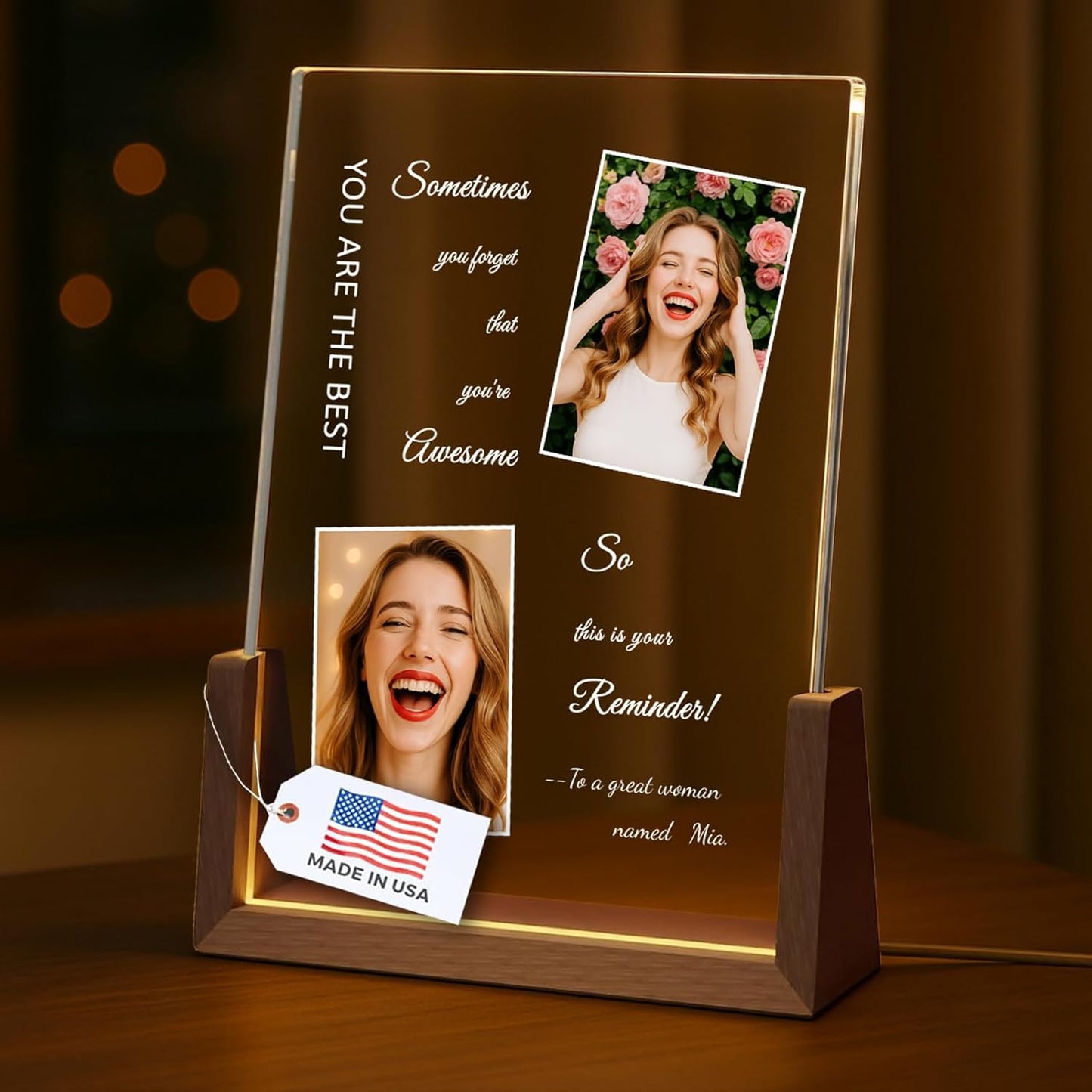 LOUISMIAA Customized Picture Frames with Night Light,Decorative Plaque Anniversary Birthday Mother’s Day Father’s Day Valentine’s Personalized Gifts for Boyfriend Girlfriend Couple Wife Women Same Day Shipping