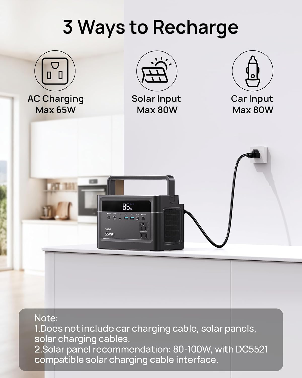 Portable Power Station, 288Wh (90,000mAh) LiFePO4 Battery, 350W (700W Peak) Power Bank with AC Outlet, Mini Solar Generator 7-Port Design for Emergency, Hurricane, Christmas(Solar Optional)