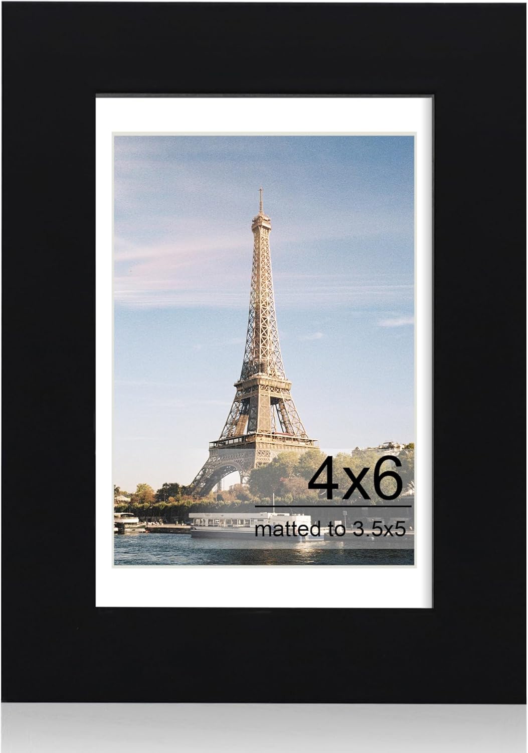 iRahmen 4x6 Picture Frame with HD Tempered Glass, Display Pictures 3.5x5 with Mat or 4 x 6 Without Mat, Wood Photo Frames for Tabletop and Wall Mount (Black, 1 Pack)