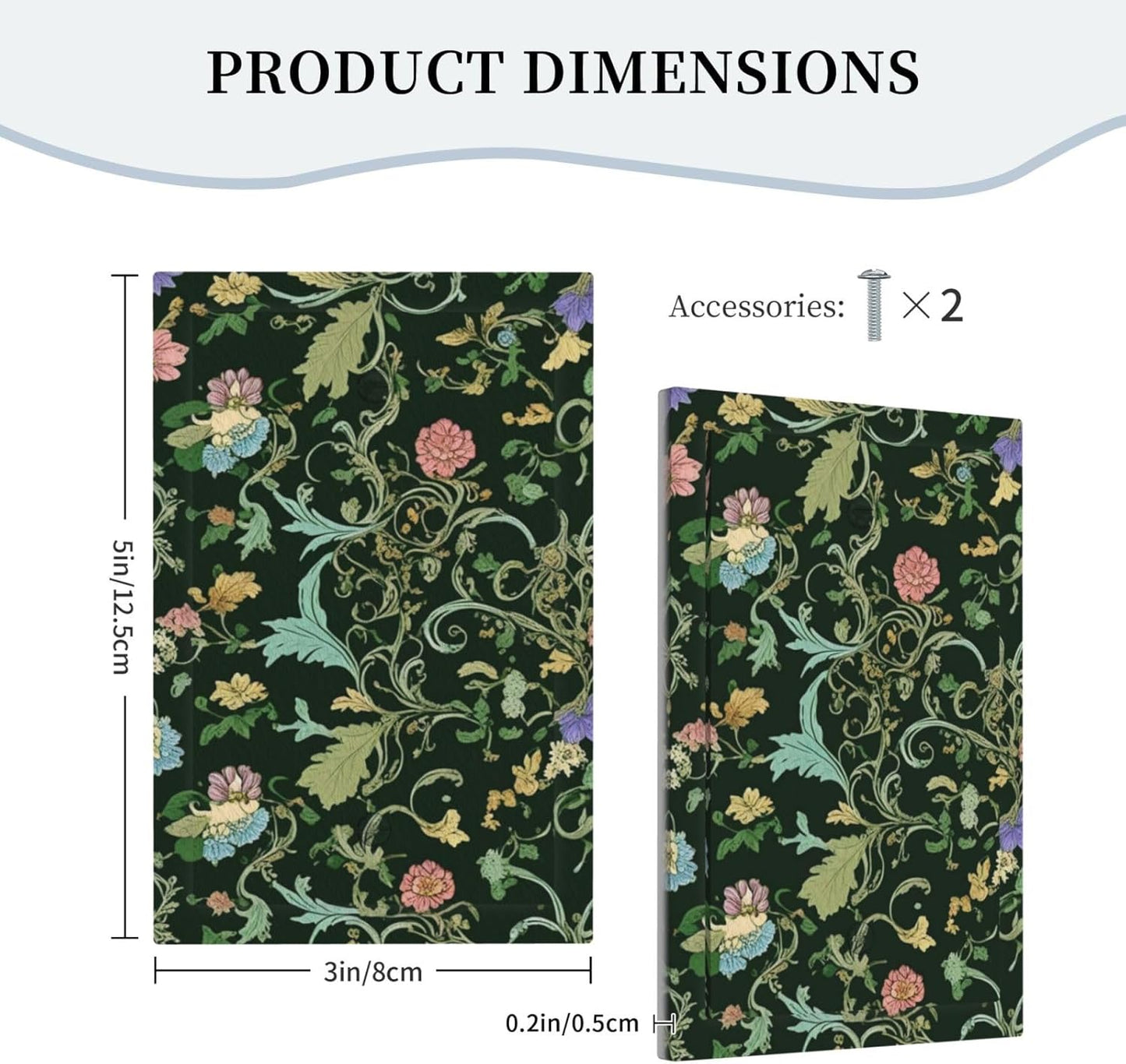 Decorative Light Switch Cover Plate Vintage Green Leaf Plant Rustic Pink Flower 1 Gang No Device Single Blank Outlet Covers Wall Plate Cover Switchplate Electrical Faceplate
