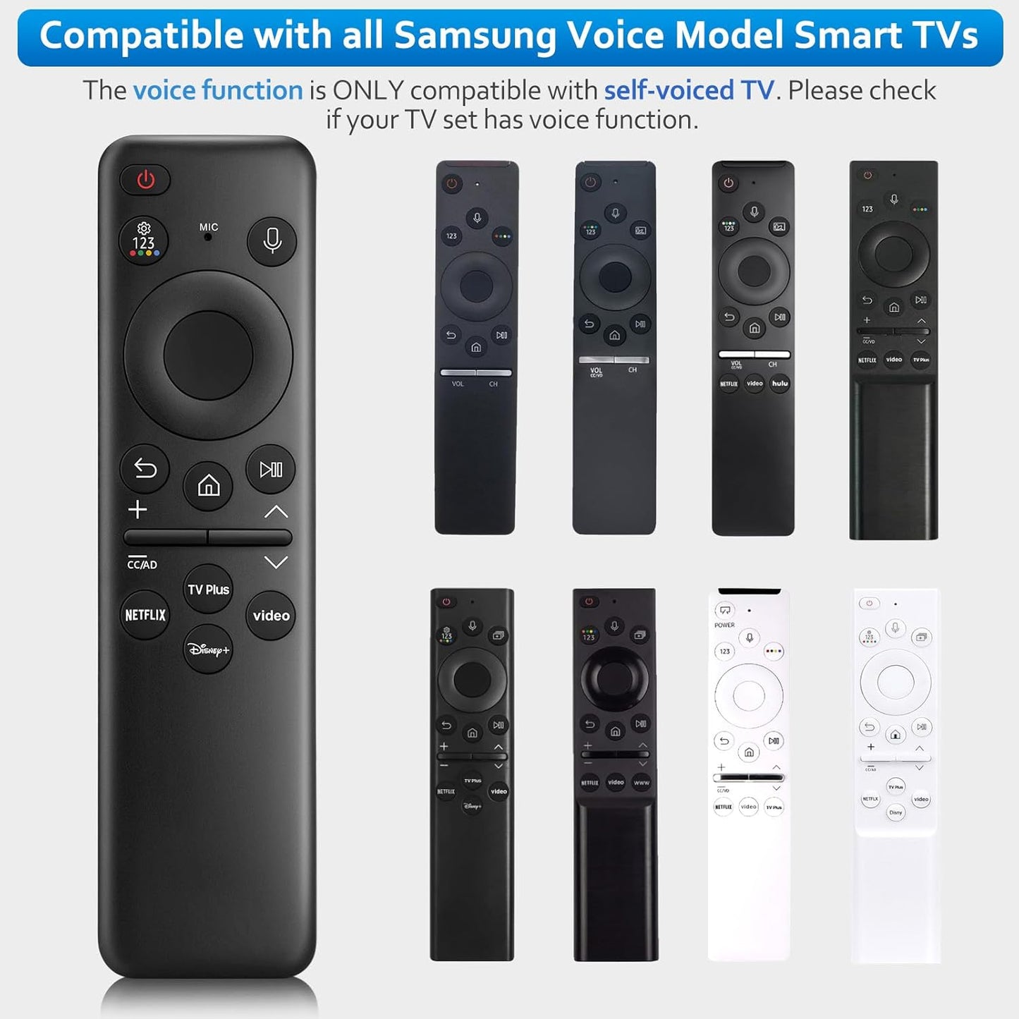 Rechargeable Voice Remote for Samsung-TV-Remote-Control-Replacement Compatible with Samsung Smart Frame Curved QLED TVs