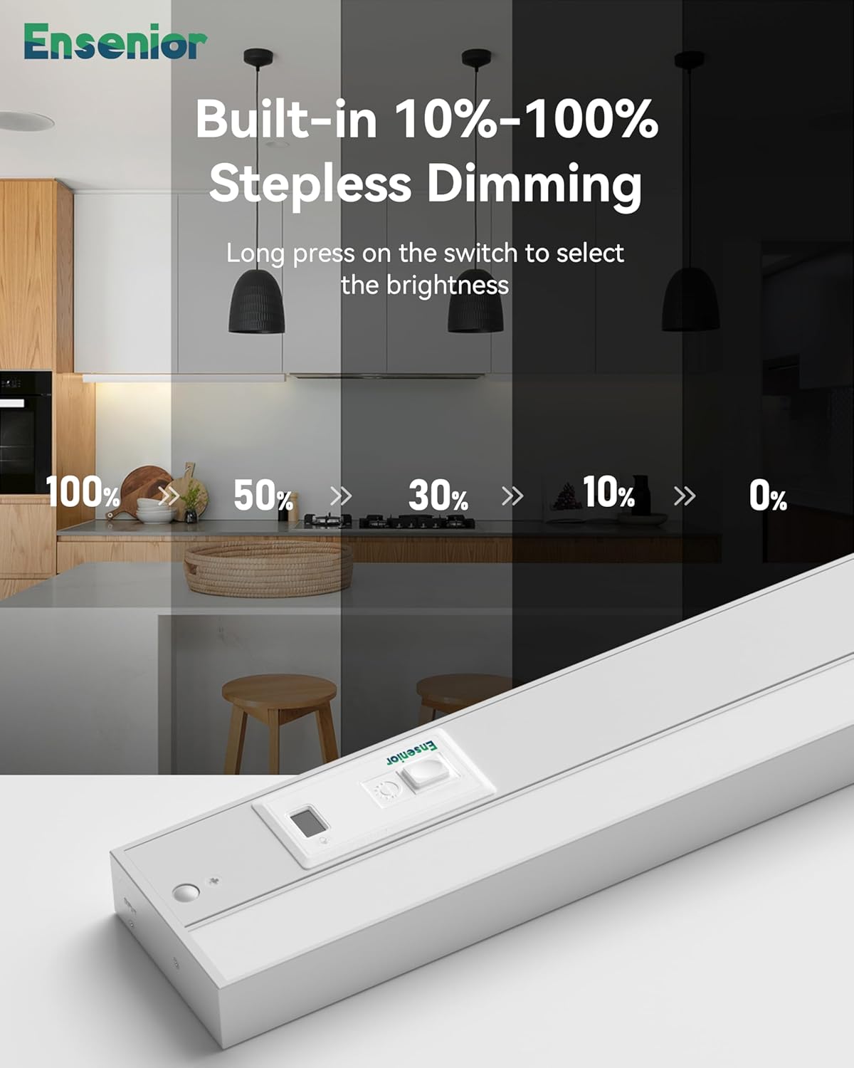 Ensenior 32 Inch Hand Wave Motion Sensor LED Under Cabinet Lighting with Hardwired or Plug-in Installation, Dimmable Under Counter Lights with 2.4G Wireless Control for Kitchen, 5CCT, 120V, 18W 1100LM