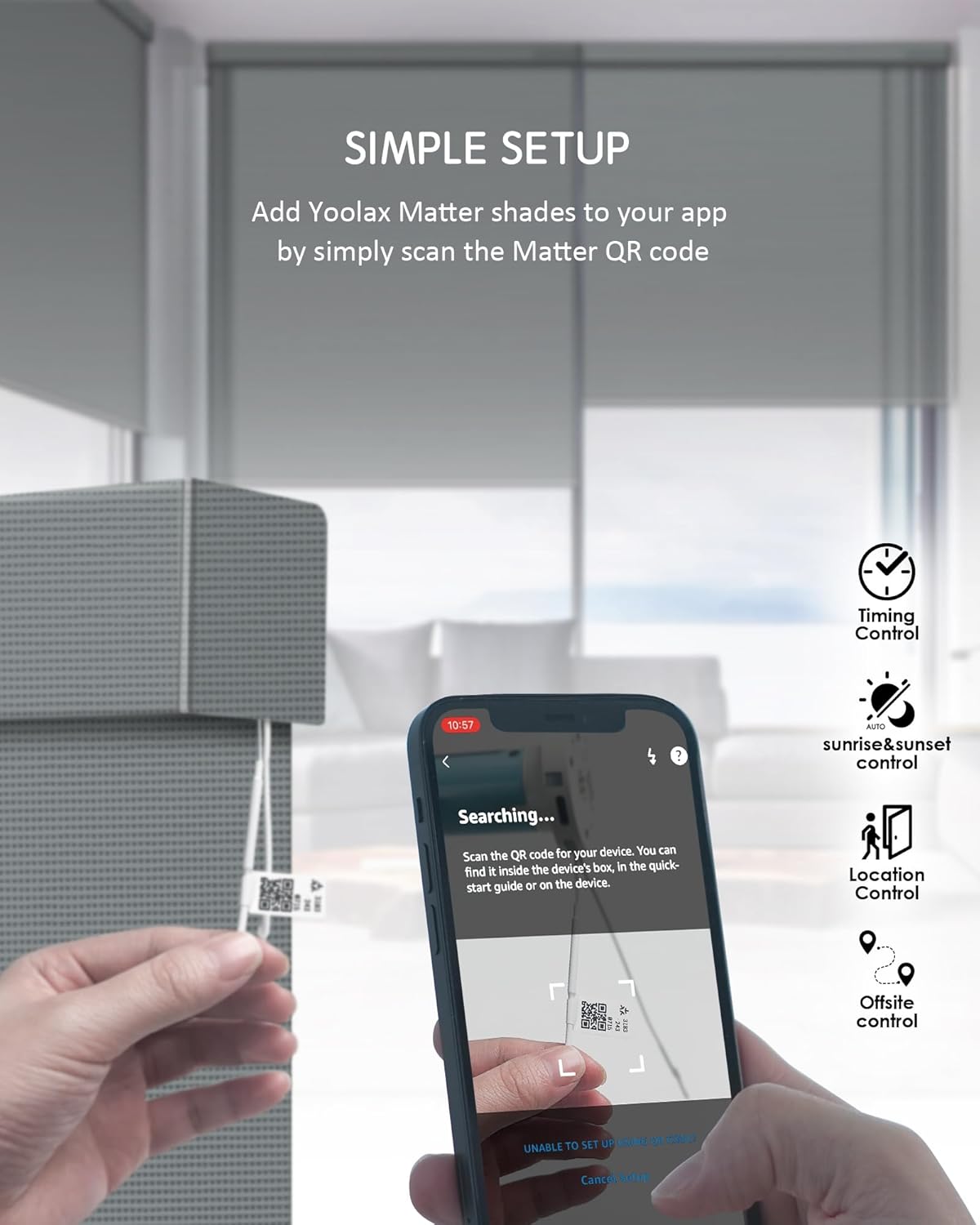 Yoolax Smart Blinds, Motorized Matter Solar Shades Flame Resistat Automatic Blinds for Windows Motorized Shades Compatible with Alexa, Google Home, Homekit(Solar-14% Openness Cloud Gray)