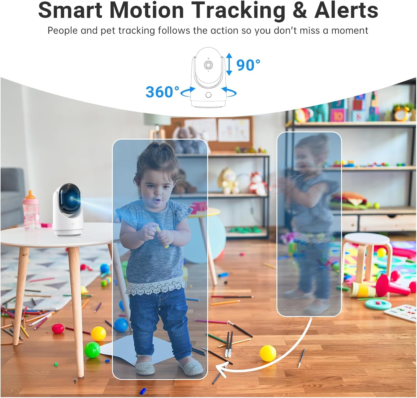 Security Camera Indoor Cam-2K 360° WiFi Cameras for Home Security,Pan & Tilt,Pet/Dog/Baby Camera with Phone app,2-Way Audio,Night Vision,24/7 Cloud & Micro SD Card Storage 1 Pack