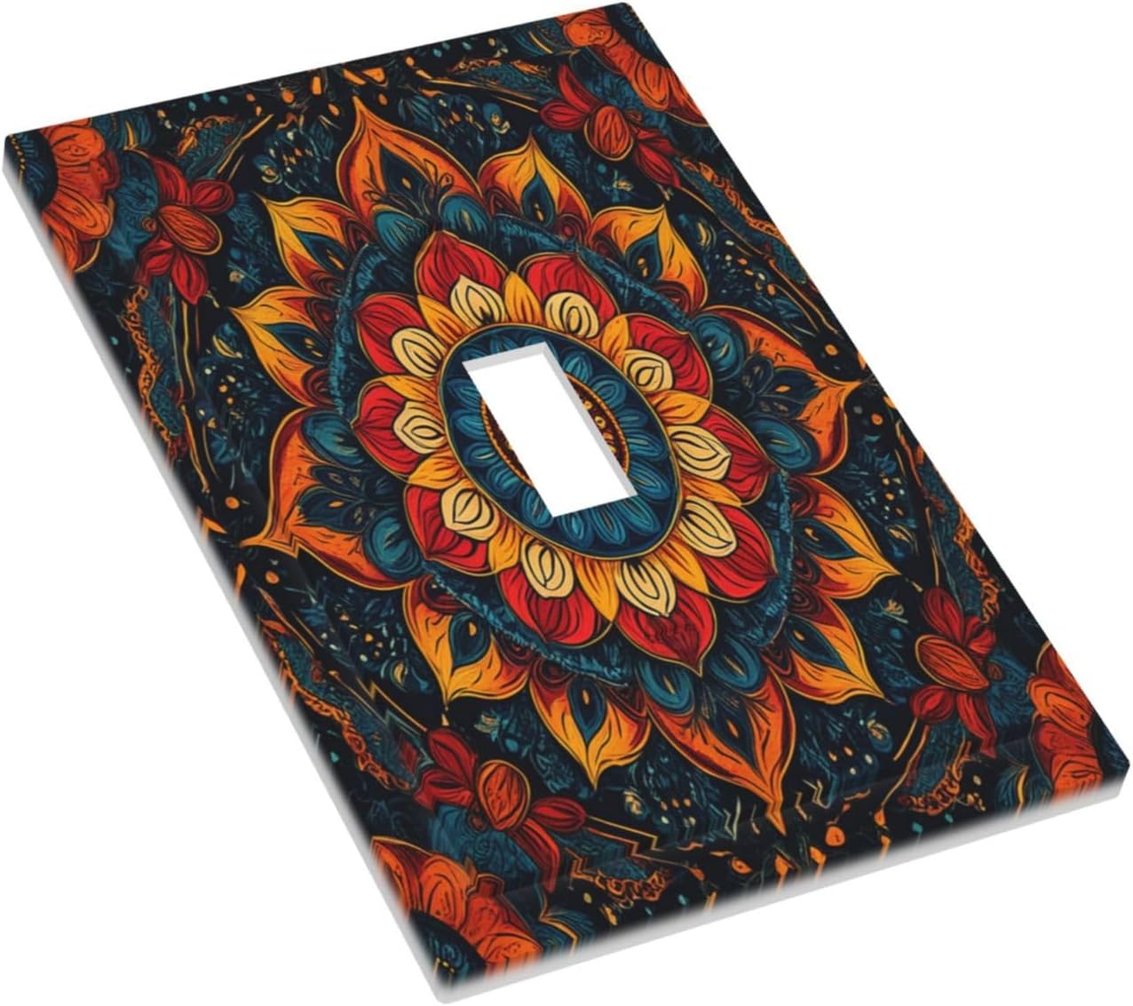 Boho Colorful Mandala Single Toggle Light Switch Cover plate Outlet Cover Decorative Switchplate Wall Plates Electrical Panel Cover for Bathroom Living Room 5 X 3 IN